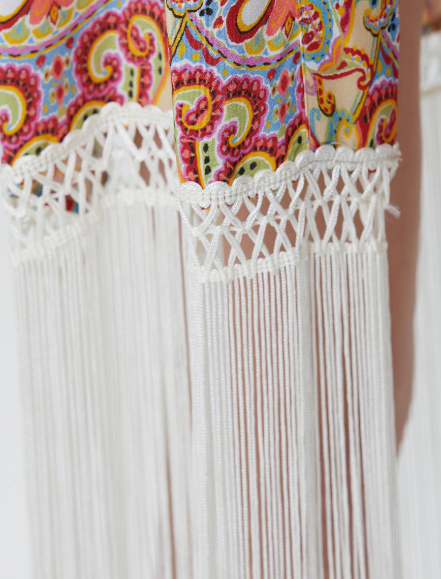 Network Kadın Bej Püsküllü Desenli Kaftan Network Kadın Bej Püsküllü Desenli Kaftan