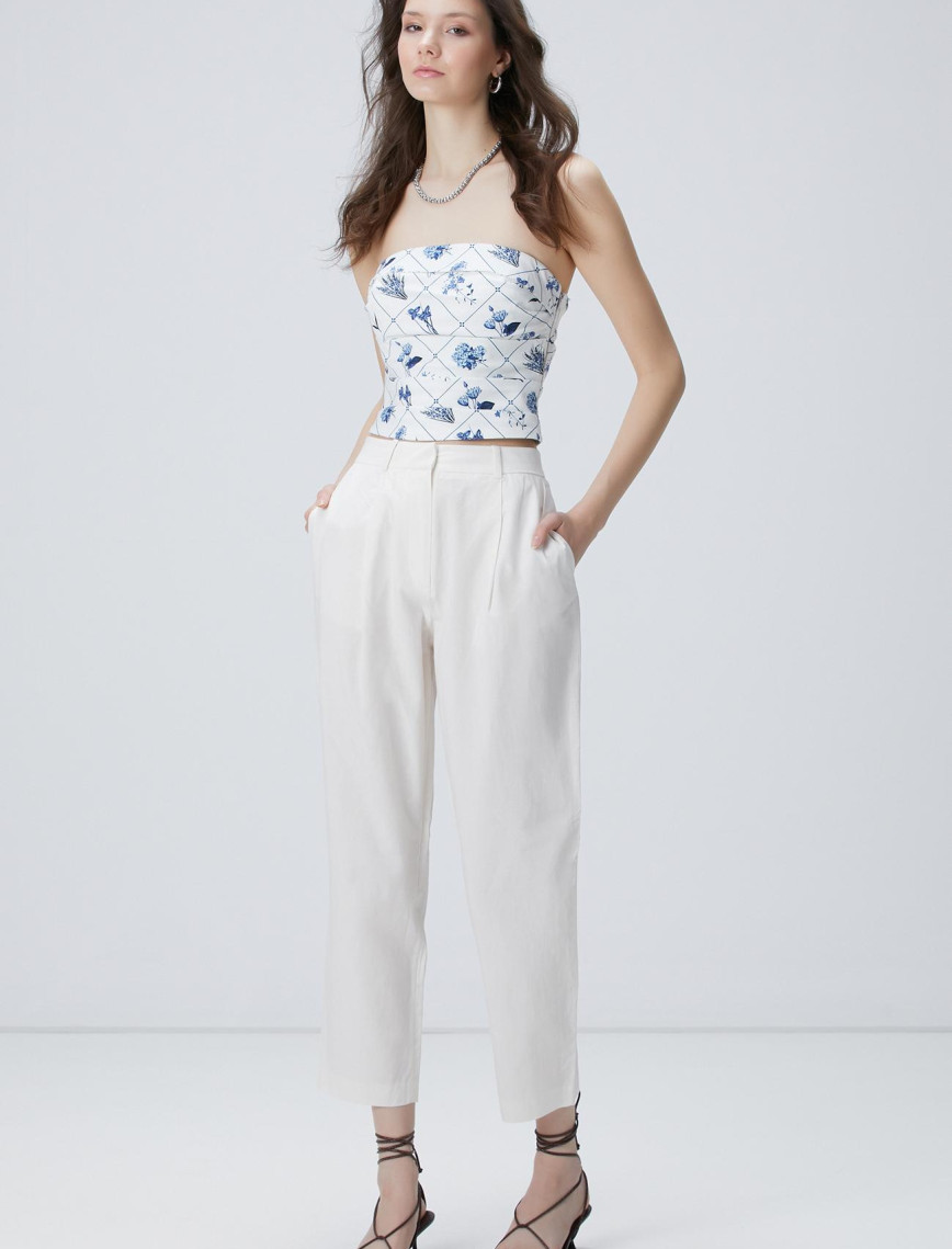 Network Kadın Kırık Beyaz Mavi Desenli Büstiyer Network Kadın Kırık Beyaz Mavi Desenli Büstiyer