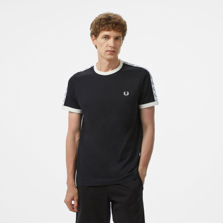 Fred Perry Taped Ringer Erkek Siyah T-Shirt Fred Perry Taped Ringer Erkek Siyah T-Shirt