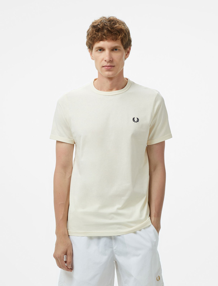 Fred Perry Ringer Erkek Bej T-Shirt Fred Perry Ringer Erkek Bej T-Shirt
