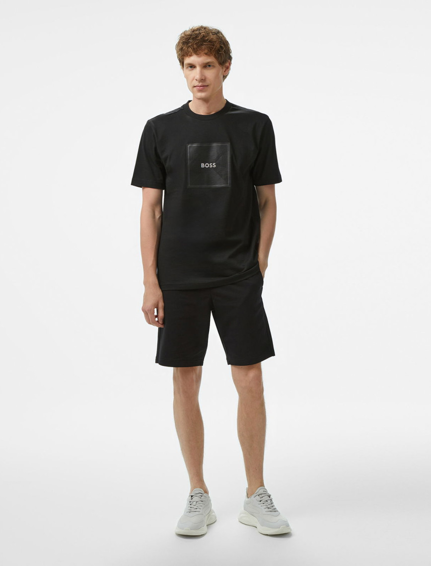 BOSS Logo Rib Erkek Siyah T-Shirt BOSS Logo Rib Erkek Siyah T-Shirt