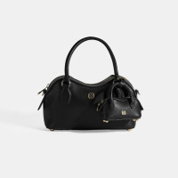 Kadın Siyah Deri Çanta Aksesuarlı Mini El Çantası