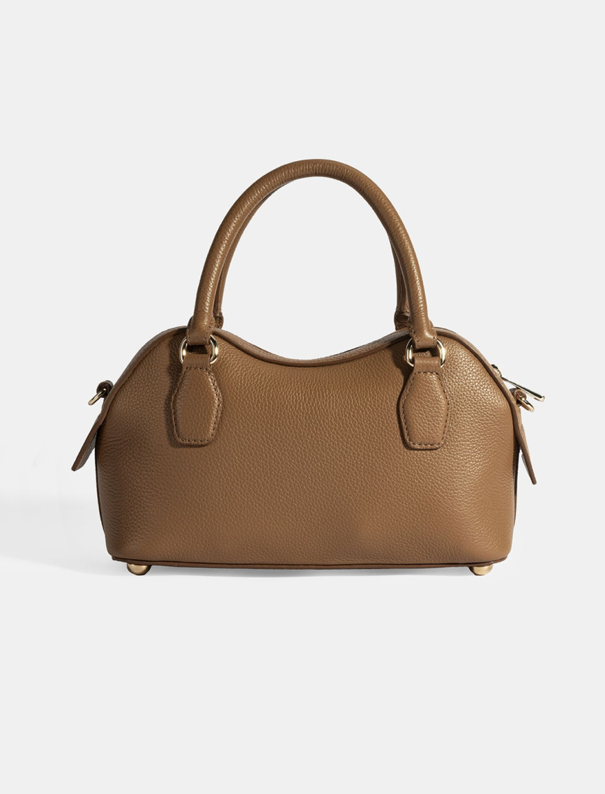 Kadın Taba Deri Çanta Aksesuarlı Mini El Çantası