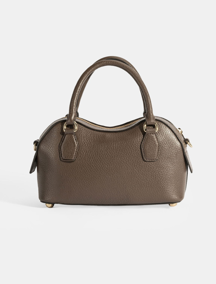 Kadın Kahve Deri Çanta Aksesuarlı Mini El Çantası