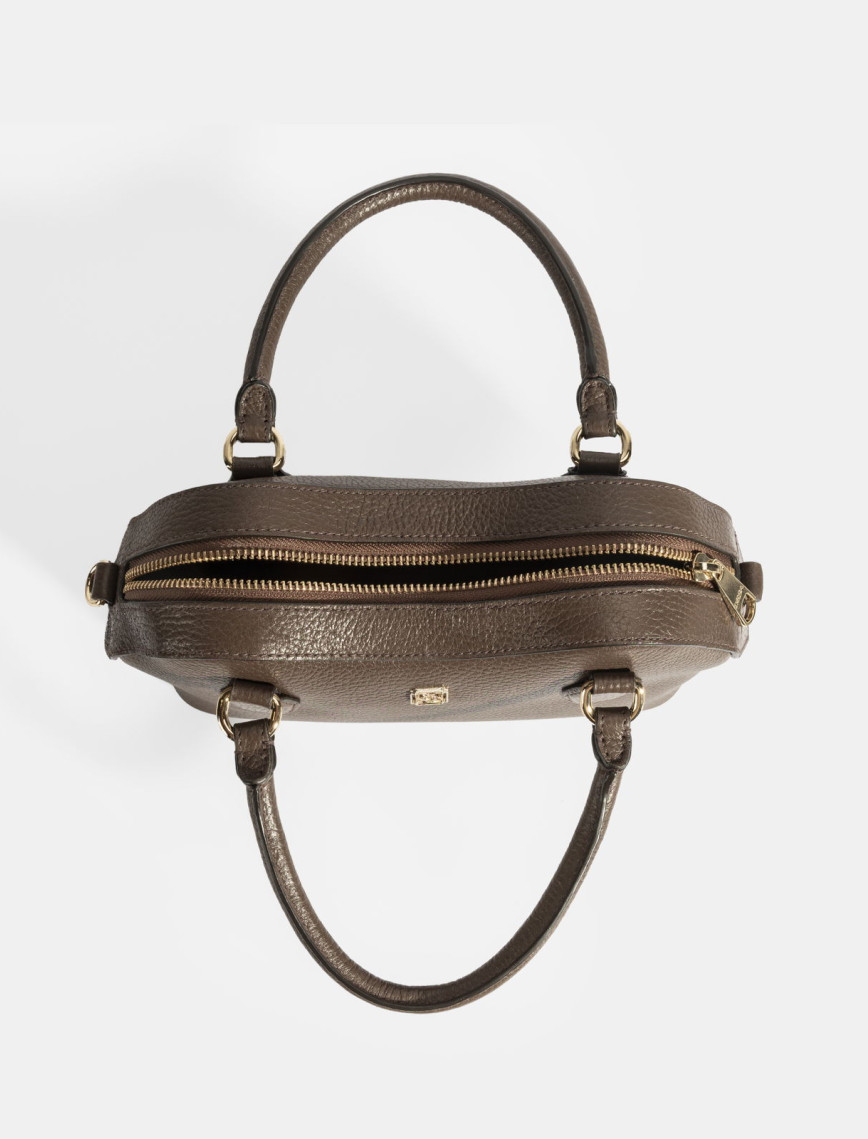 Kadın Kahve Deri Çanta Aksesuarlı Mini El Çantası