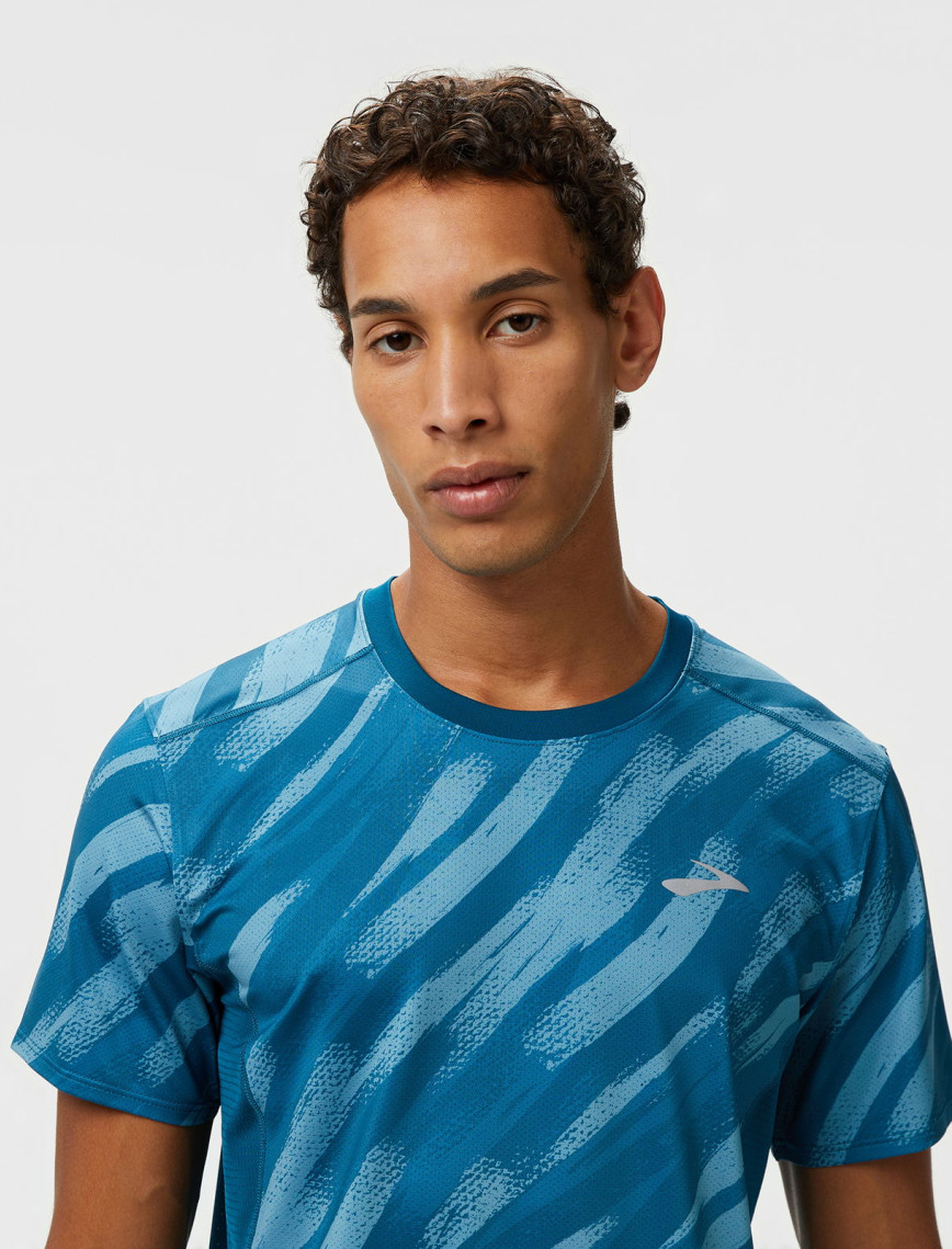 Brooks Atmosphere Sleeve 3.0 Erkek Mavi Koşu T-Shirt Brooks Atmosphere Sleeve 3.0 Erkek Mavi Koşu T-Shirt