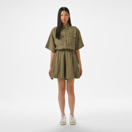 Lacoste Kadın Flare Fit Kısa Kollu Gömlek Yaka Haki Elbise Lacoste Kadın Flare Fit Kısa Kollu Gömlek Yaka Haki Elbise