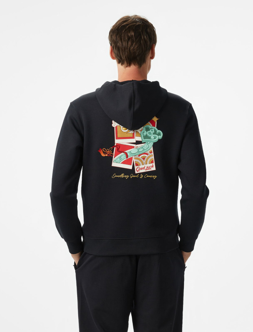 Anta CNY Good Luck Erkek Siyah Hoodie Anta CNY Good Luck Erkek Siyah Hoodie