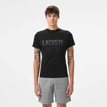 Lacoste Erkek Slim Fit Bisiklet Yaka Baskılı Siyah T-Shirt Lacoste Erkek Slim Fit Bisiklet Yaka Baskılı Siyah T-Shirt