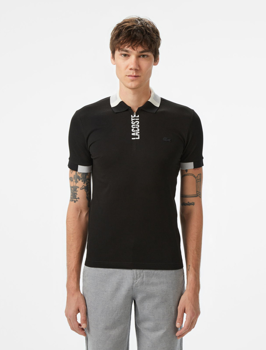 Lacoste Erkek Regular Fit Yarım Fermuarlı Baskılı Beyaz Polo Lacoste Erkek Regular Fit Yarım Fermuarlı Baskılı Beyaz Polo
