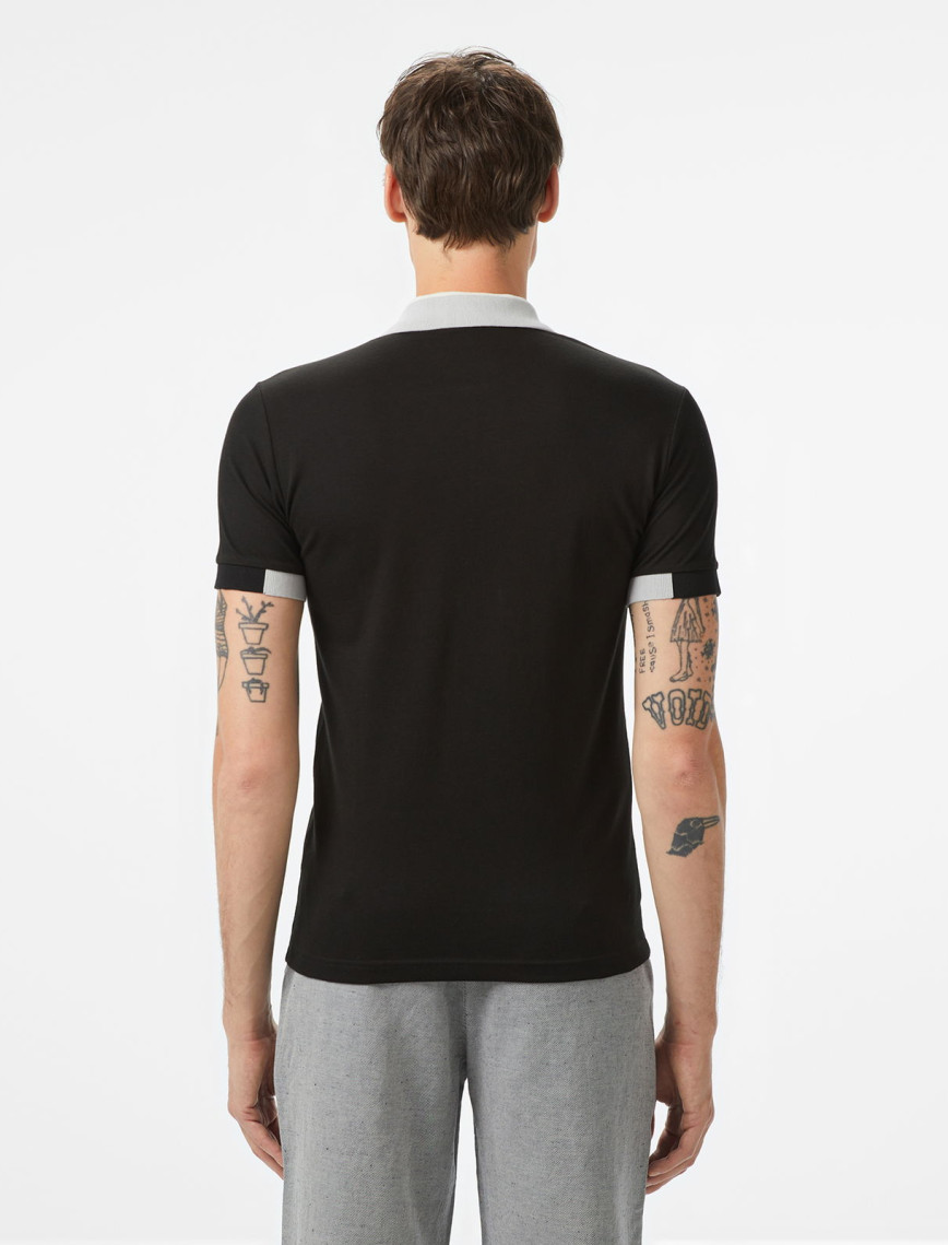 Lacoste Erkek Regular Fit Yarım Fermuarlı Baskılı Siyah Polo Lacoste Erkek Regular Fit Yarım Fermuarlı Baskılı Siyah Polo