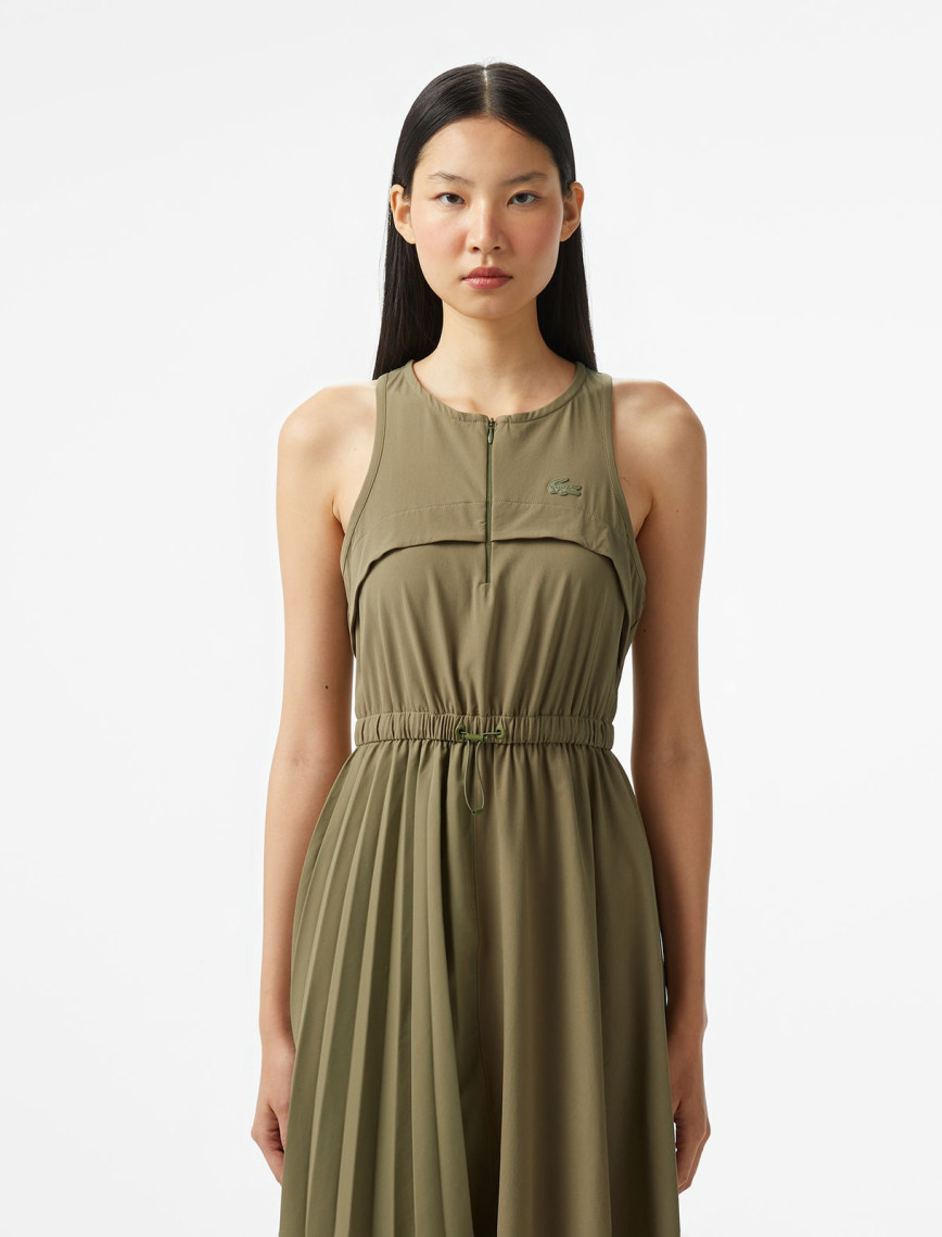 Lacoste Kadın Flare Fit Kolsuz Bisiklet Yaka Haki Elbise Lacoste Kadın Flare Fit Kolsuz Bisiklet Yaka Haki Elbise