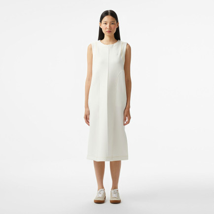 Lacoste Kadın Relaxed Fit Kolsuz Bisiklet Yaka Beyaz Elbise