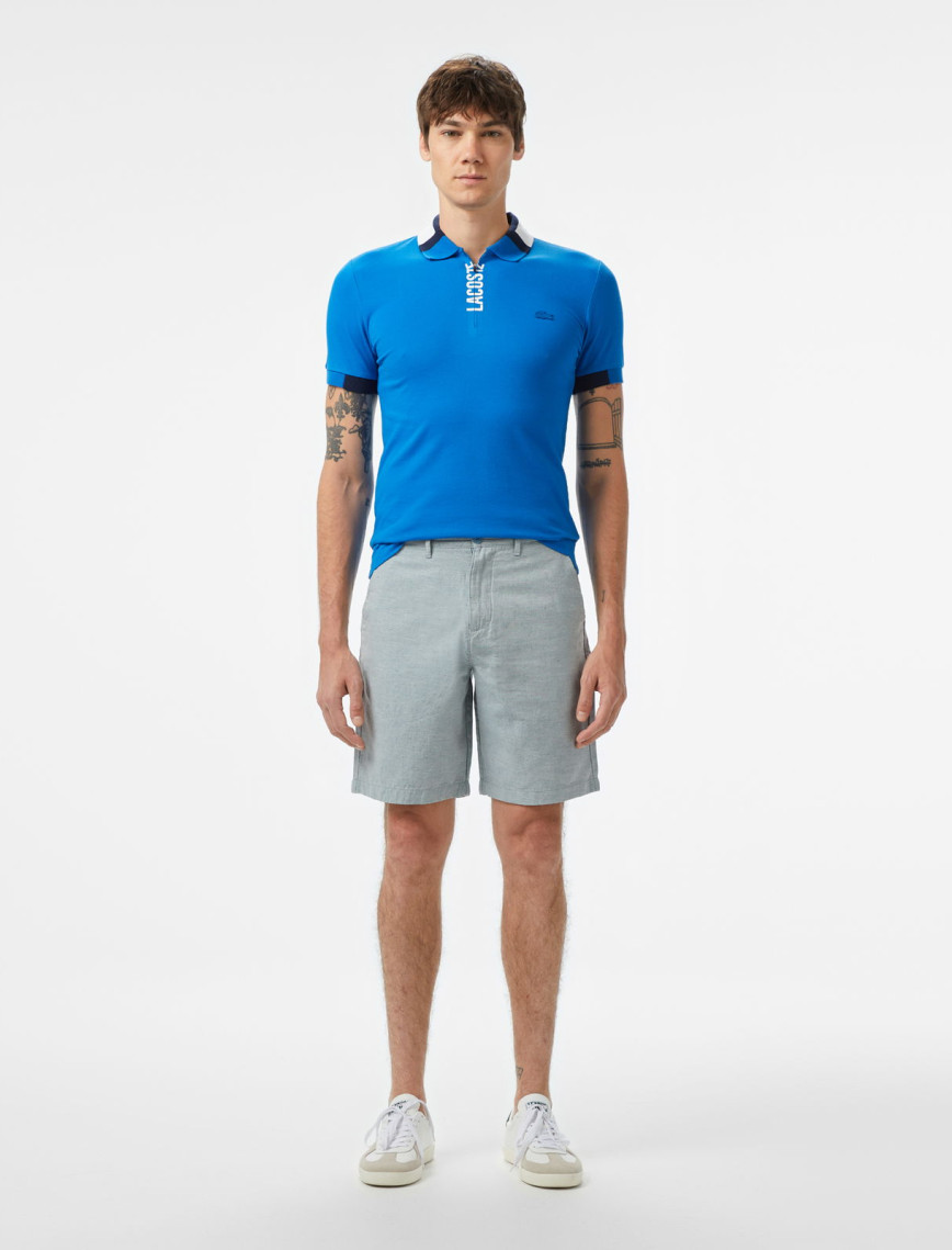 Lacoste Erkek Regular Fit Yarım Fermuarlı Baskılı Mavi Polo Lacoste Erkek Regular Fit Yarım Fermuarlı Baskılı Mavi Polo