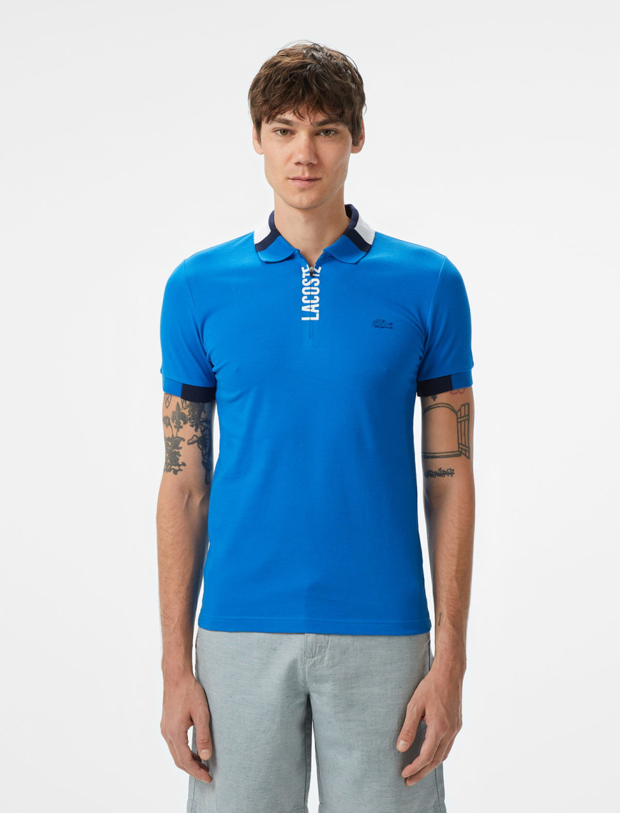 Lacoste Erkek Regular Fit Yarım Fermuarlı Baskılı Beyaz Polo Lacoste Erkek Regular Fit Yarım Fermuarlı Baskılı Beyaz Polo