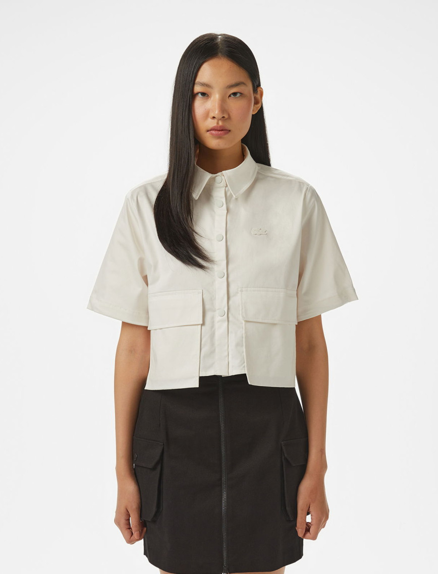 Lacoste Kadın Regular Fit Yarım Kollu Siyah Gömlek Lacoste Kadın Regular Fit Yarım Kollu Siyah Gömlek