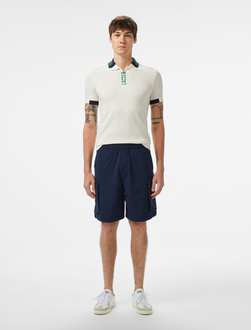 Lacoste Erkek Regular Fit Yarım Fermuarlı Baskılı Beyaz Polo Lacoste Erkek Regular Fit Yarım Fermuarlı Baskılı Beyaz Polo