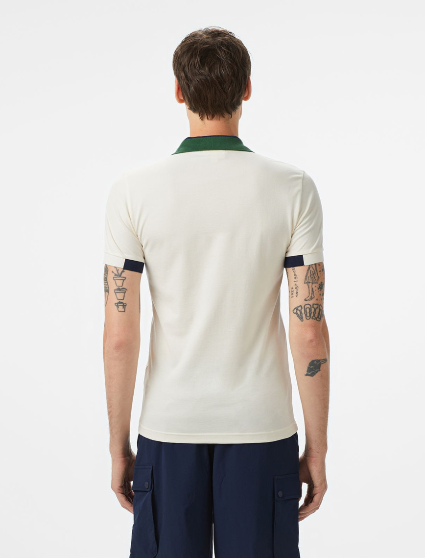 Lacoste Erkek Regular Fit Yarım Fermuarlı Baskılı Beyaz Polo Lacoste Erkek Regular Fit Yarım Fermuarlı Baskılı Beyaz Polo