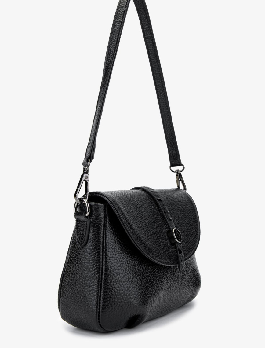 Valmenti Kadın Hakiki Deri Siyah Floter Kol Çantası