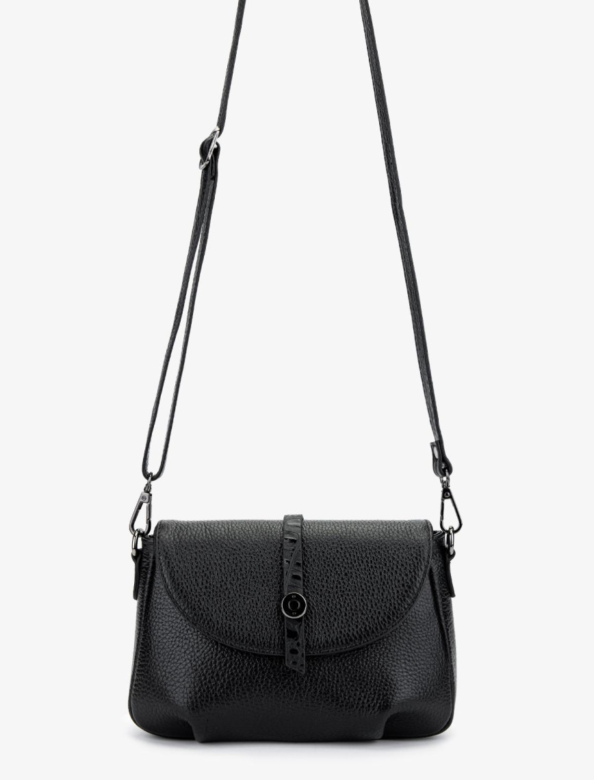 Valmenti Kadın Hakiki Deri Siyah Floter Kol Çantası