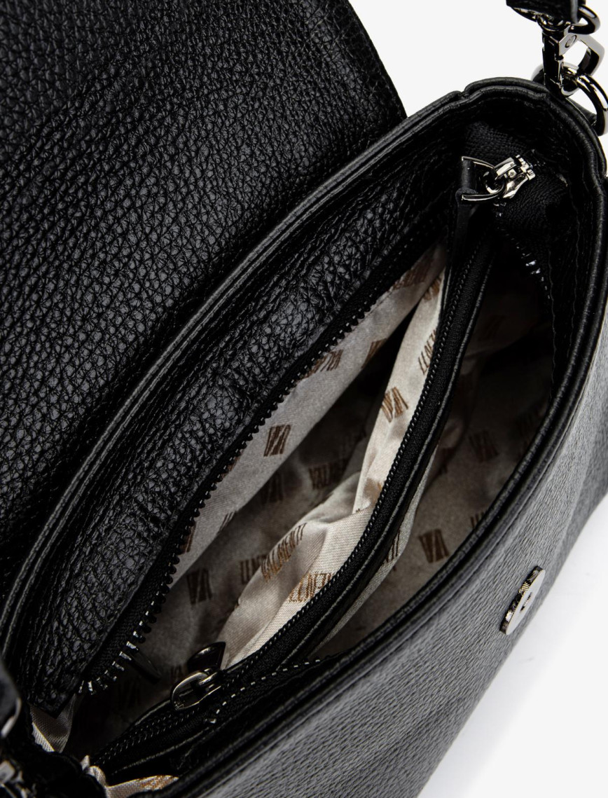 Valmenti Kadın Hakiki Deri Siyah Floter Kol Çantası