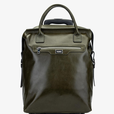 Valmenti Unisex Hakiki Deri Yeşil Valiz