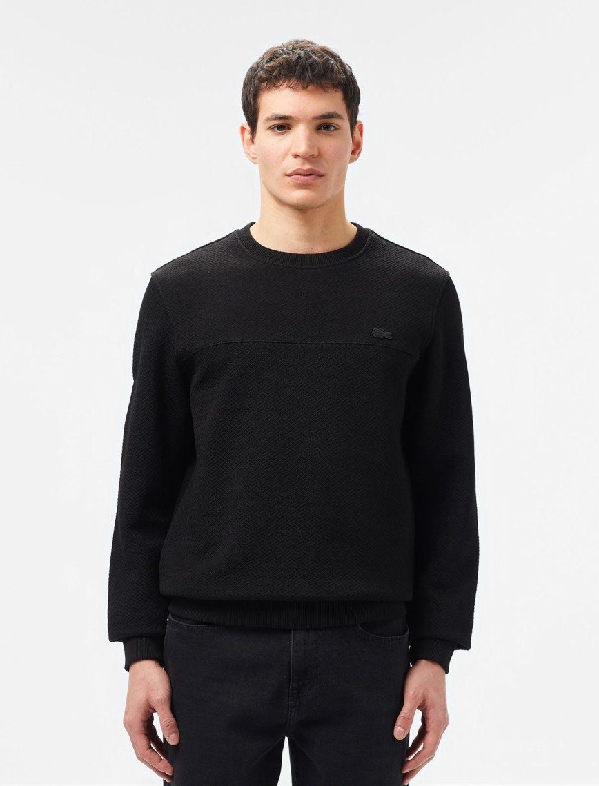 Lacoste Erkek Regular Fit Uzun Kollu Bisiklet Yaka Siyah T-Shirt