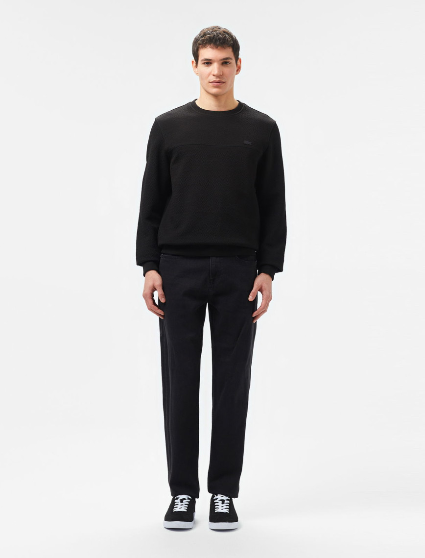 Lacoste Erkek Regular Fit Uzun Kollu Bisiklet Yaka Siyah T-Shirt