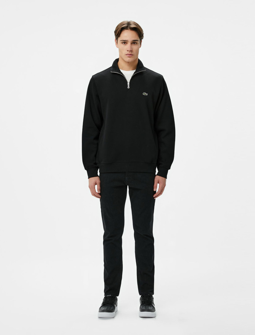 Lacoste Erkek Classic Fit Yarım Fermuarlı Siyah Sweatshirt Lacoste Erkek Classic Fit Yarım Fermuarlı Siyah Sweatshirt