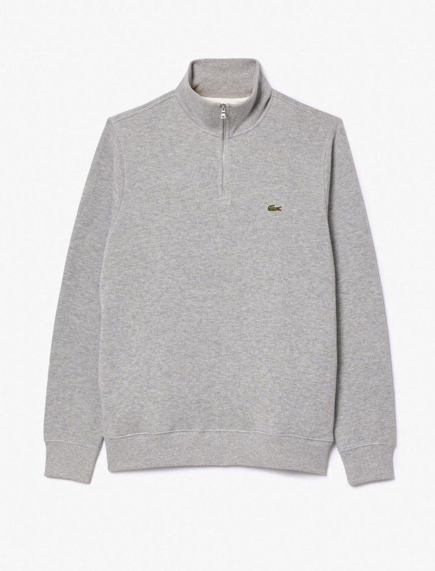 Lacoste Erkek Classic Fit Yarım Fermuarlı Gri Sweatshirt Lacoste Erkek Classic Fit Yarım Fermuarlı Gri Sweatshirt