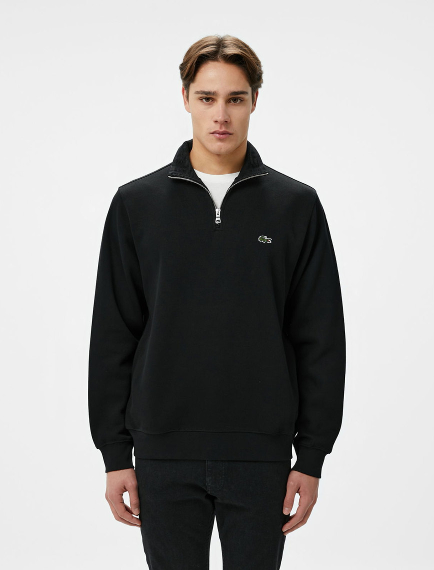 Lacoste Erkek Classic Fit Yarım Fermuarlı Siyah Sweatshirt Lacoste Erkek Classic Fit Yarım Fermuarlı Siyah Sweatshirt