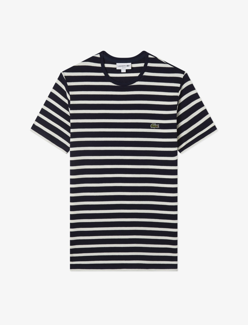 Lacoste Erkek Slim Fit Bisiklet Yaka Çizgili Lacivert T-Shirt Lacoste Erkek Slim Fit Bisiklet Yaka Çizgili Lacivert T-Shirt