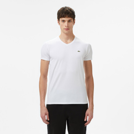 Lacoste Erkek Slim Fit V Yaka Beyaz T-Shirt Lacoste Erkek Slim Fit V Yaka Beyaz T-Shirt