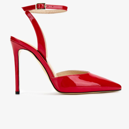 Valmenti Kadın Hakiki Deri Kırmızı Rugan Topuklu Ayakkabı