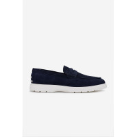 Valmenti Erkek Hakiki Deri Lacivert Süet Loafer Ayakkabı