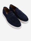 Valmenti Erkek Hakiki Deri Lacivert Süet Loafer Ayakkabı