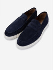 Valmenti Erkek Hakiki Deri Lacivert Süet Loafer Ayakkabı