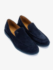 Valmenti Erkek Hakiki Deri Lacivert Süet Loafer Ayakkabı