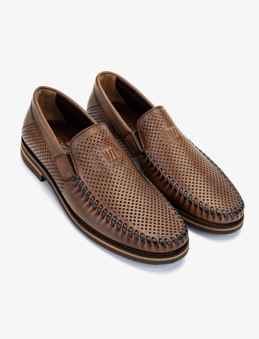 Valmenti Erkek Hakiki Deri Ceviz Casual Ayakkabı