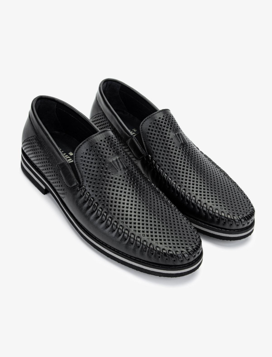 Valmenti Erkek Hakiki Deri Siyah Casual Ayakkabı