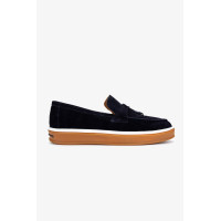 Valmenti Erkek Hakiki Deri Lacivert Süet Loafer Ayakkabı