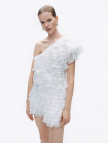 Katlı Fırfır Detaylı Mini Elbise Katlı Fırfır Detaylı Mini Elbise