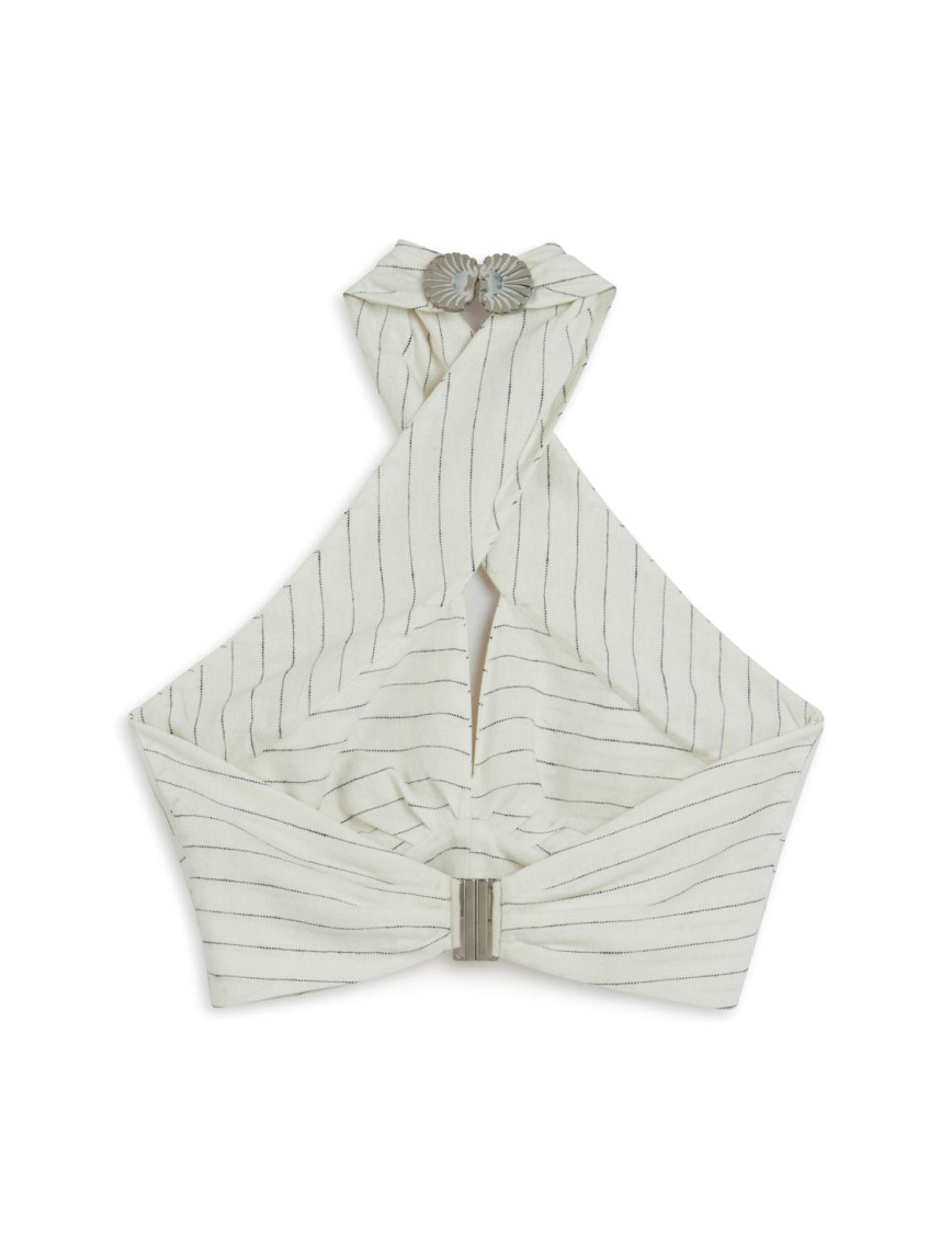 Boyundan Bağlamalı Keten Bluz Boyundan Bağlamalı Keten Bluz