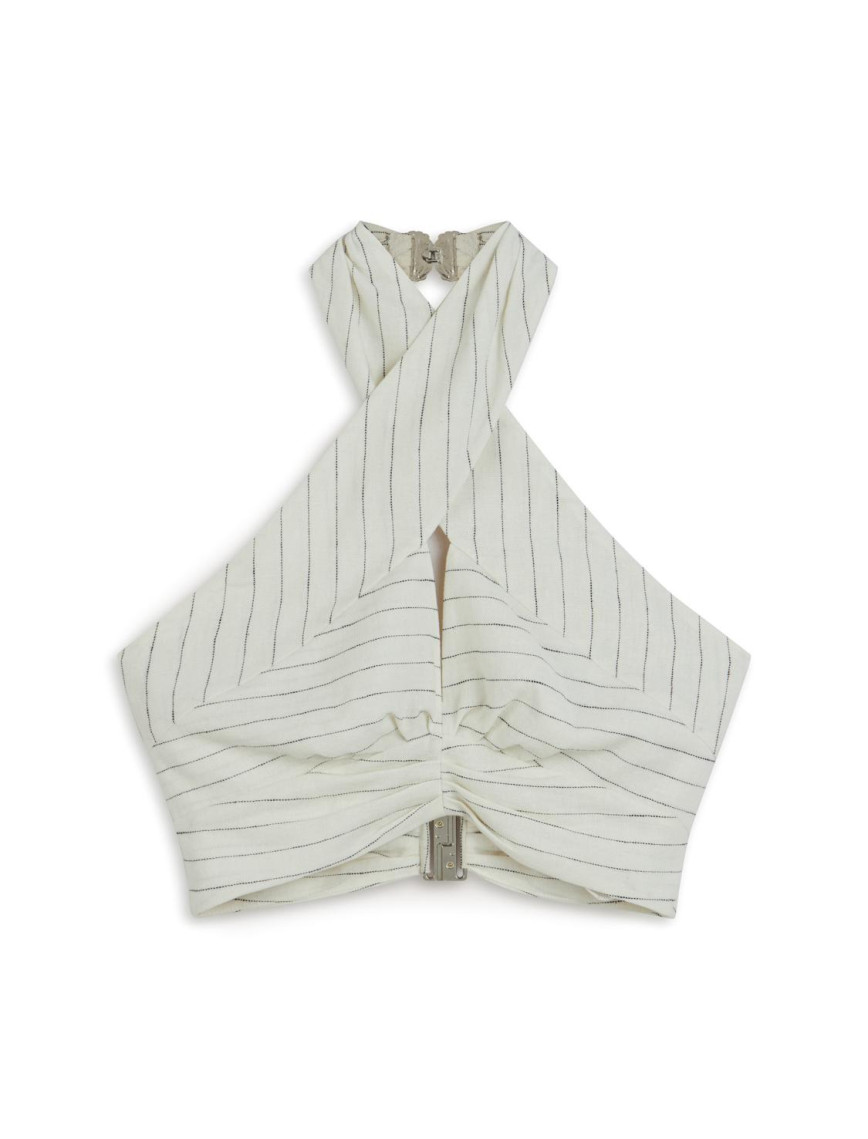 Boyundan Bağlamalı Keten Bluz Boyundan Bağlamalı Keten Bluz