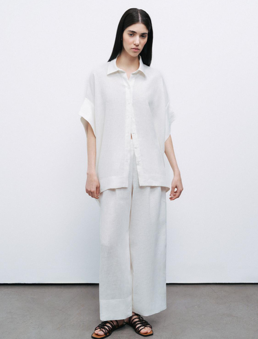 Dökümlü Keten Gömlek Dökümlü Keten Gömlek