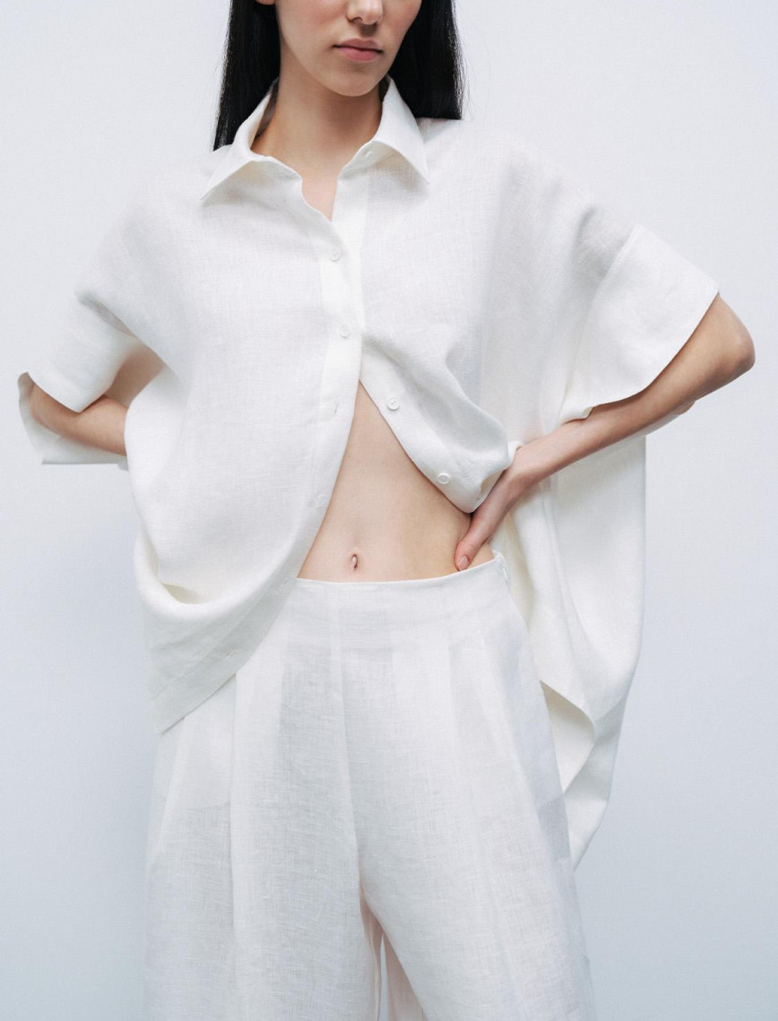 Dökümlü Keten Gömlek Dökümlü Keten Gömlek