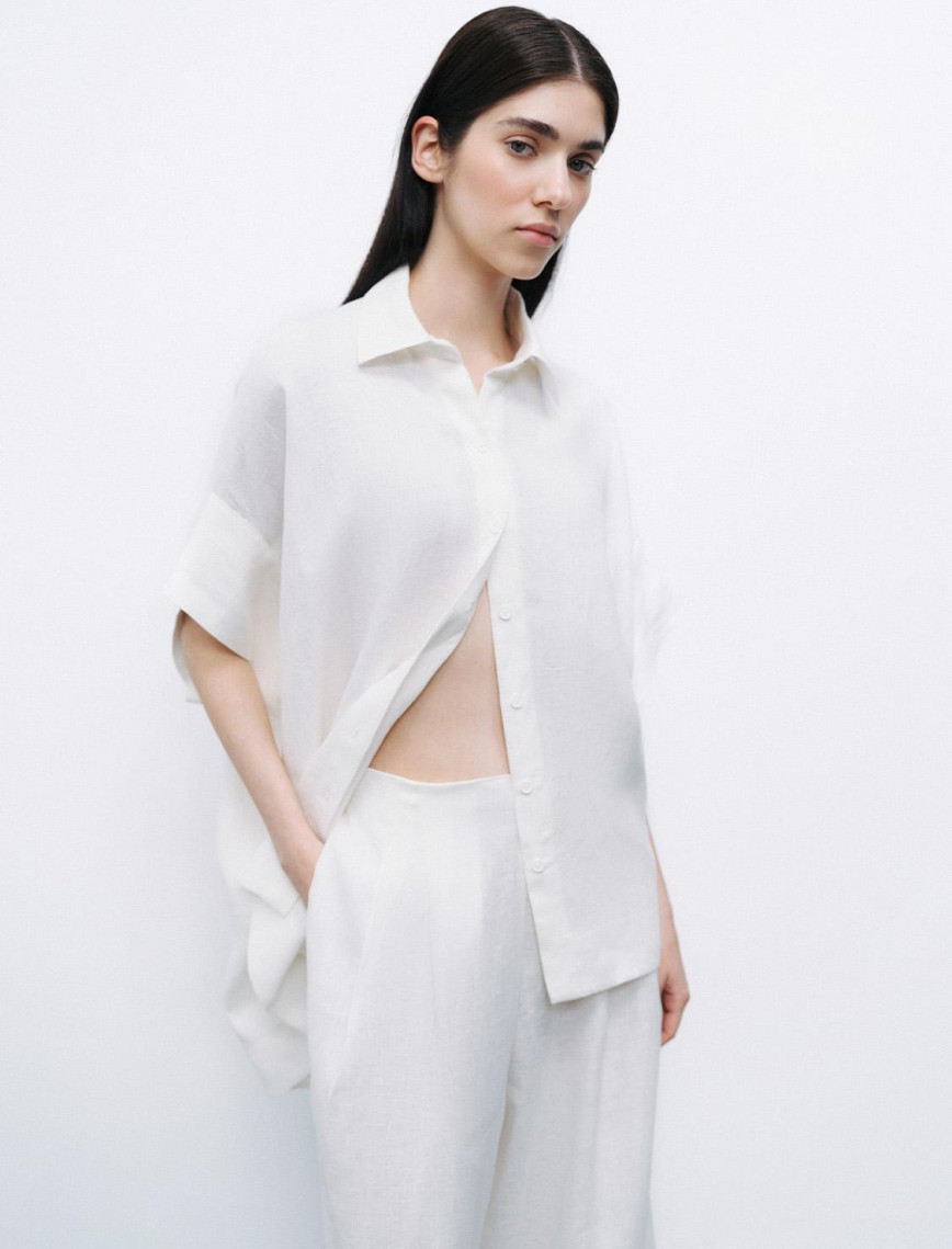 Dökümlü Keten Gömlek Dökümlü Keten Gömlek