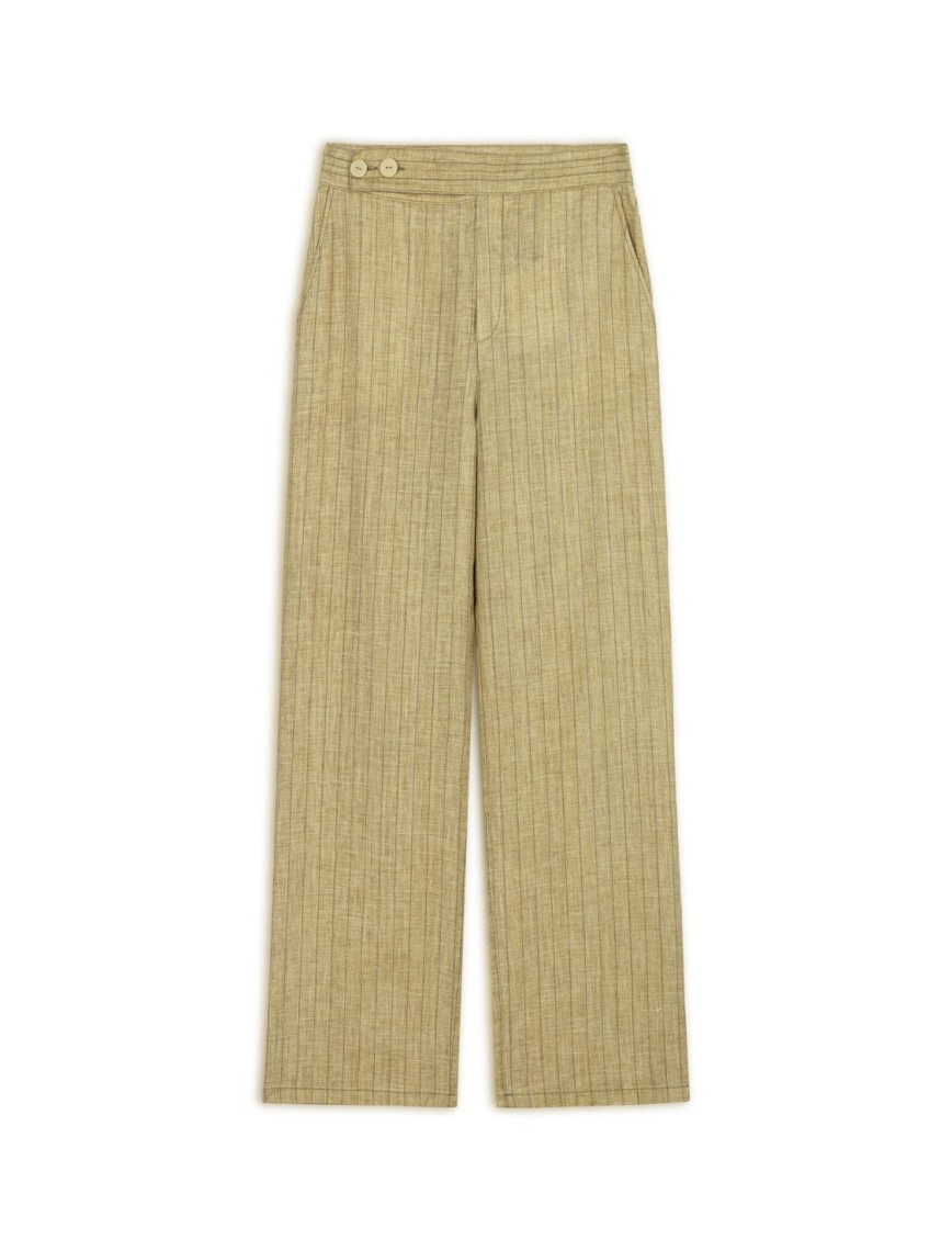 Çizgili Keten Pantolon Çizgili Keten Pantolon