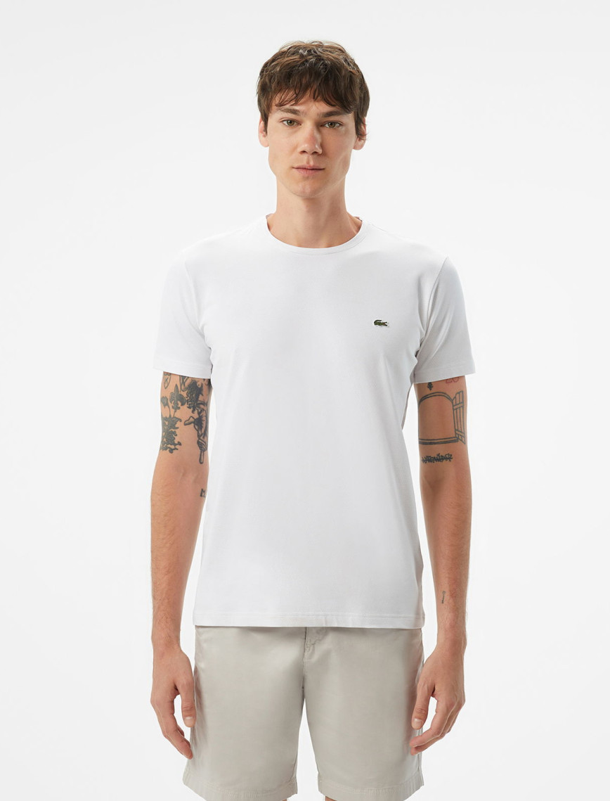 Lacoste Erkek Slim Fit Bisiklet Yaka Beyaz T-Shirt Lacoste Erkek Slim Fit Bisiklet Yaka Beyaz T-Shirt