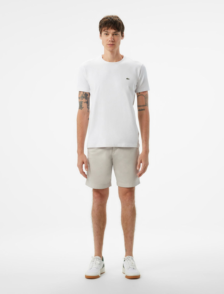 Lacoste Erkek Slim Fit Bisiklet Yaka Beyaz T-Shirt Lacoste Erkek Slim Fit Bisiklet Yaka Beyaz T-Shirt